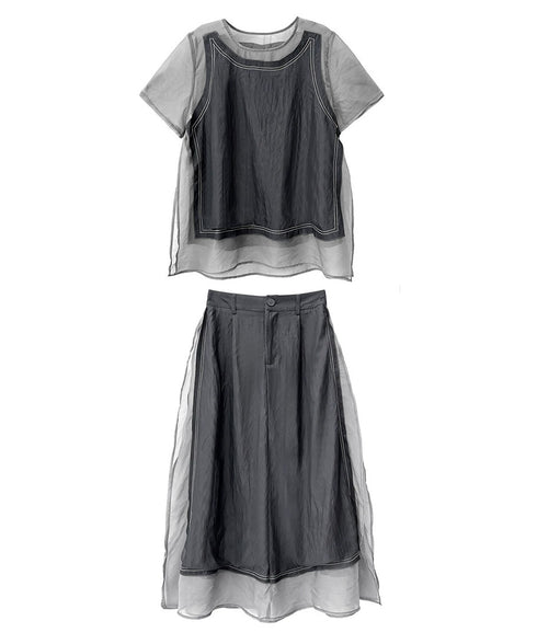 Sheer Stitch Top&Skirt Co-ord