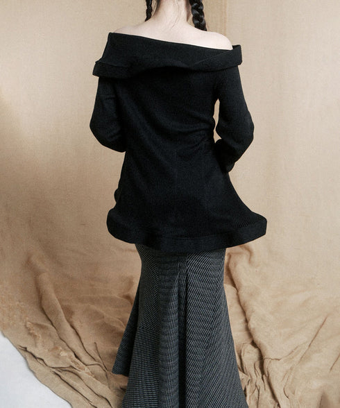 Sculptural Drape Collar Top