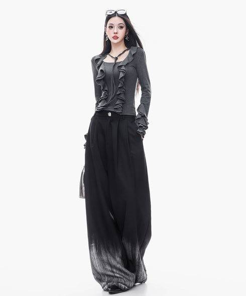 Gradient Hem Wide Slacks
