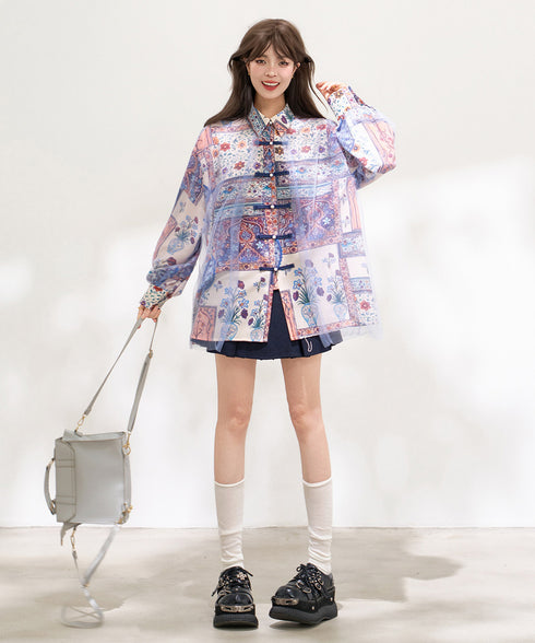 Mosaic Veil Toggle Blouse