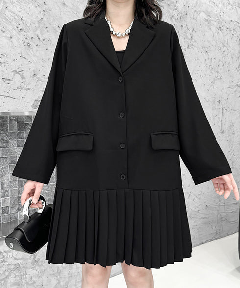 Pleated Hem Tailored Jacket Dress