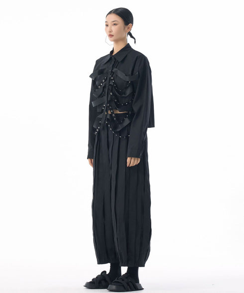 Strap Detail Structured Blouse