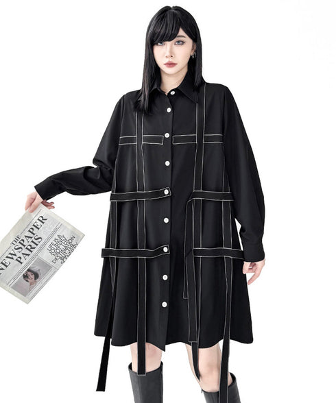 Line Strap Shirt Dress