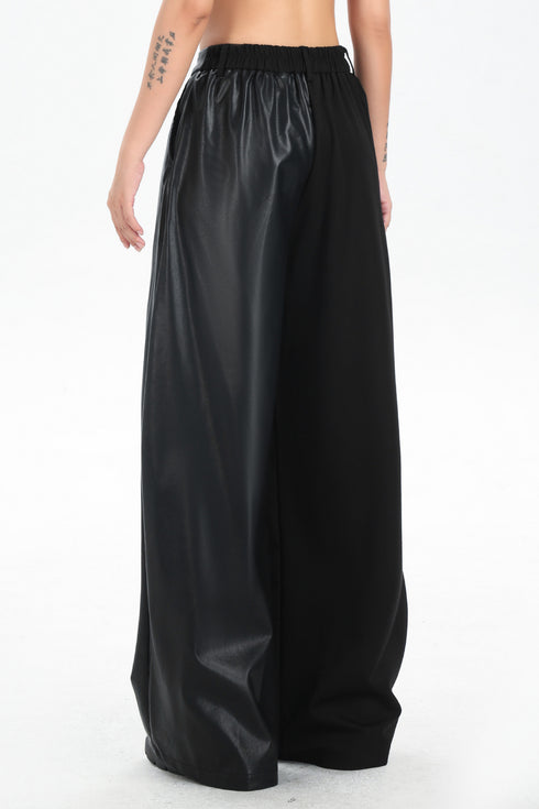 Contrast Texture Wide Pants