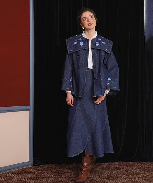 Grape Embroidered Denim Jacket