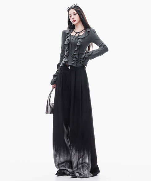 Gradient Hem Wide Slacks