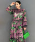 Abstract Print Tiered Long Dress