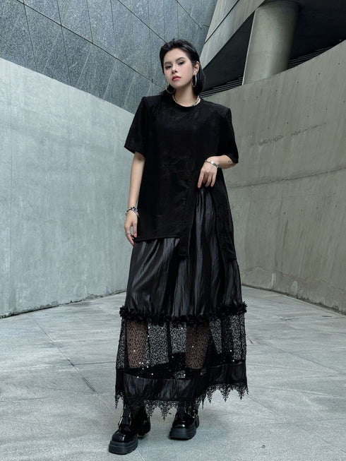 Noir Mesh Layered Skirt