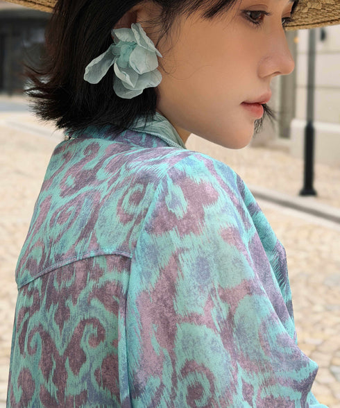 Veil Tie Print Blouse