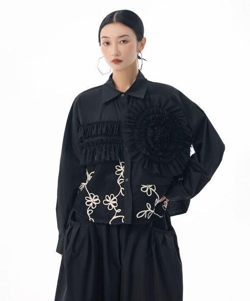 Floral Embroidery Mix Blouse