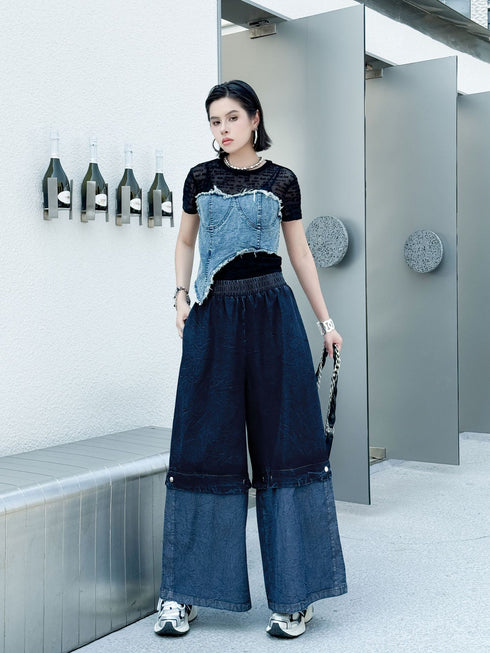 Black Mesh Layered Skirt