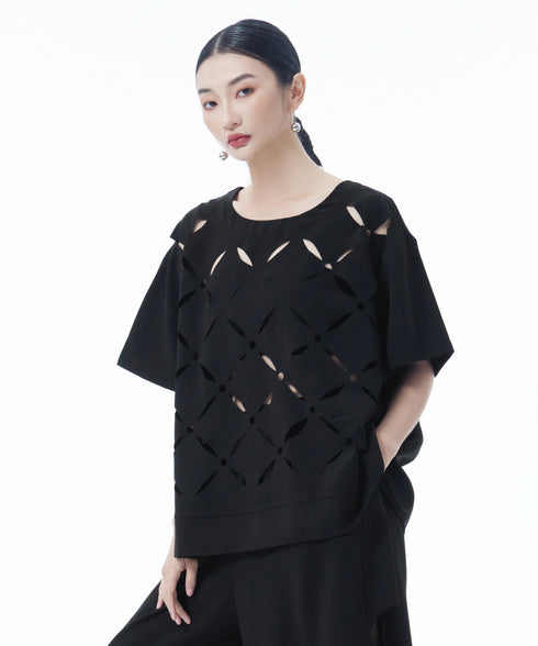 Cutout Cross Motif Top