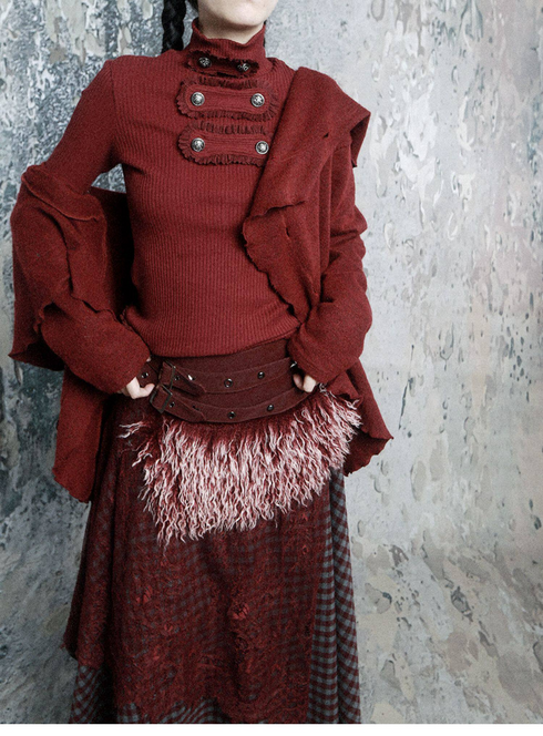 Fur Belt Handkerchief Skirt