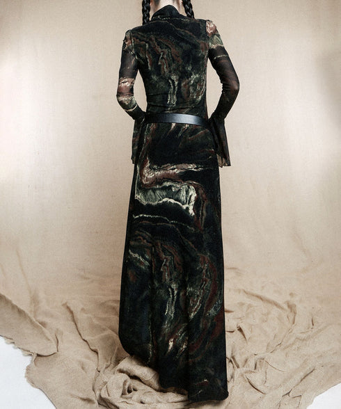 Marble Sheer Flare Dress