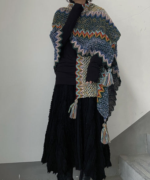 Multi Pattern Knit Cape