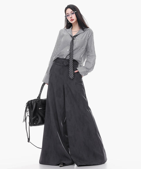 Vintage Wash Wide Belt Pants