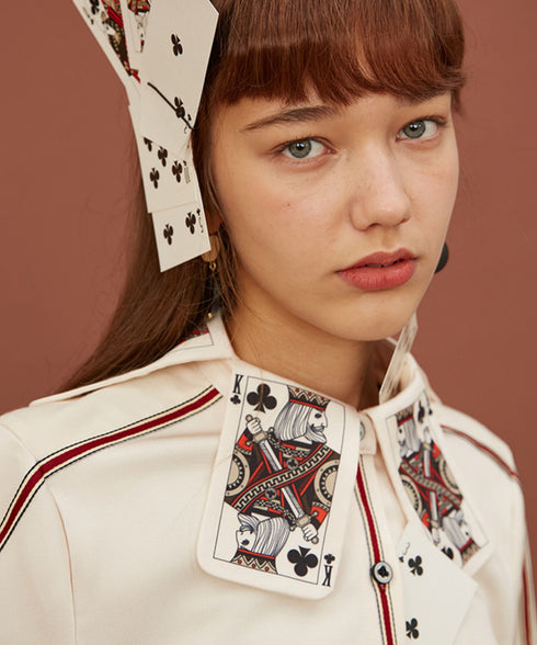 Card Collar Trimmed Blouse