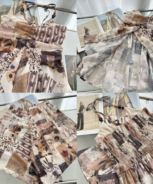 Patchwork Halter Top & Pants Co-ord