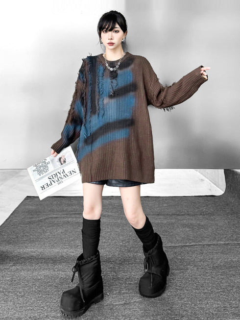 Fringe Gradient Knit Sweater
