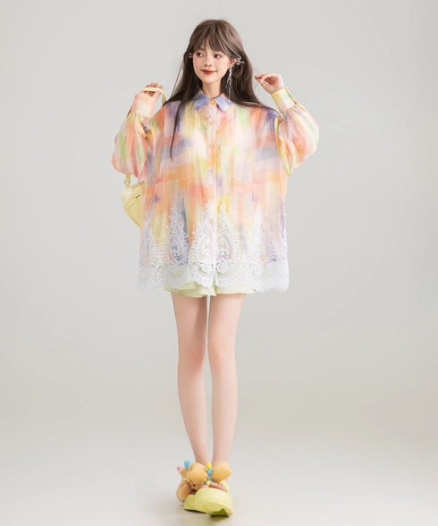 Watercolor Lace Blouse