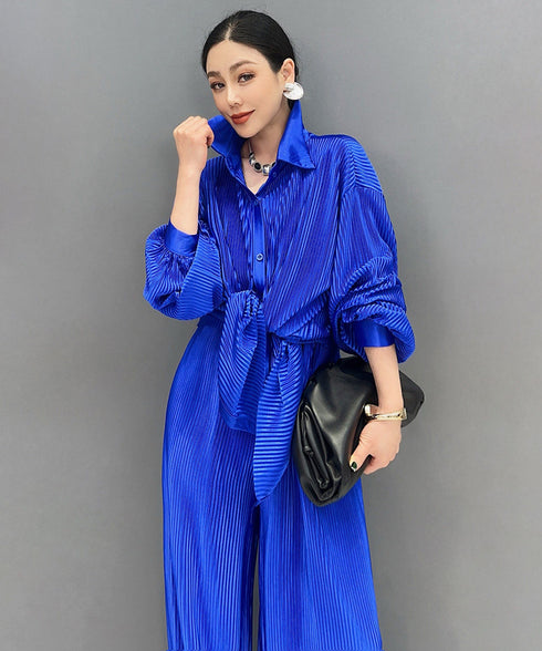 Pleat Flow Blouse&Pants Co-ord