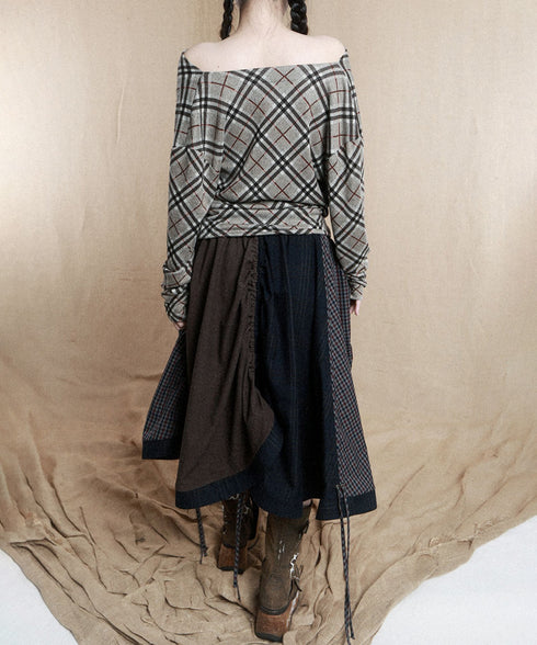 Drape Checked Button Top