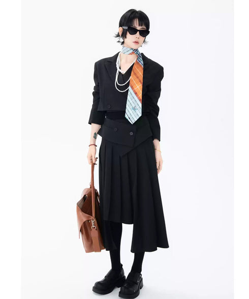 Pleated Draped Midi Skirt