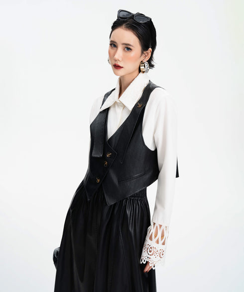 Contrast Button Tailored Vest