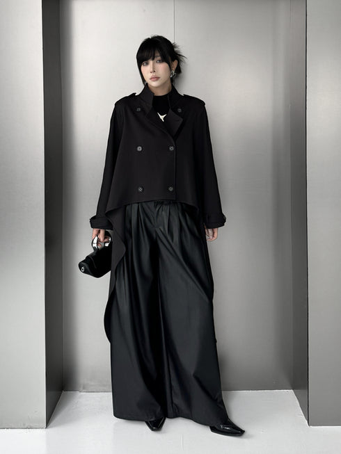 High Neck Draped Trench Coat