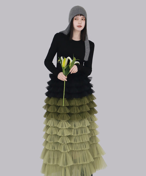 Cascade Frill Long Skirt