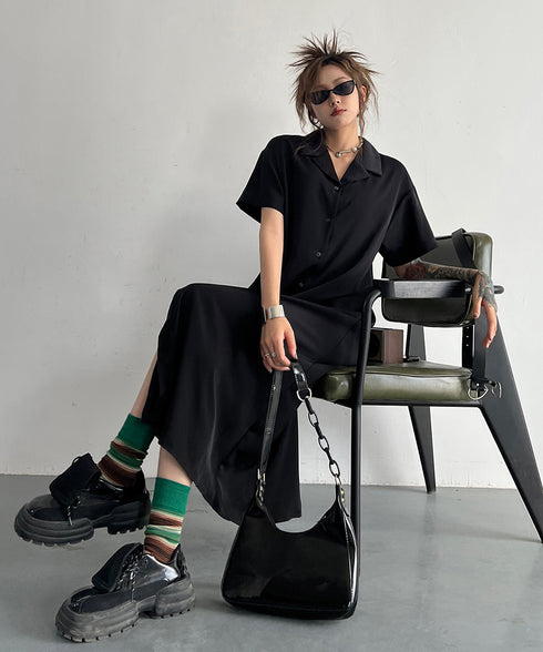 Dark Loose Shirt Dress