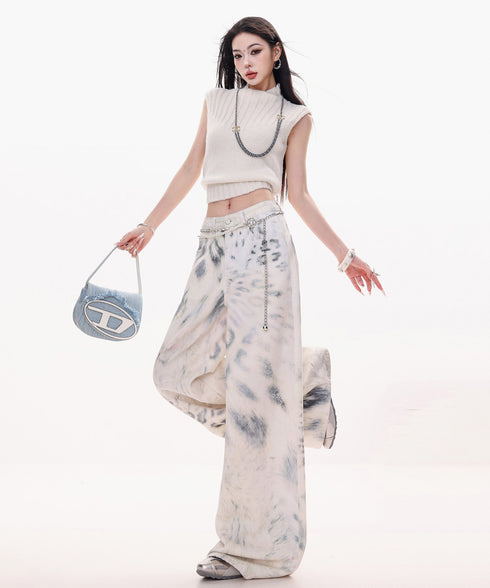 Frayed Contrast Knit Top