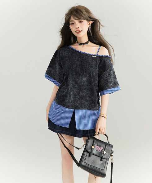 Layered Collar Contrast Top