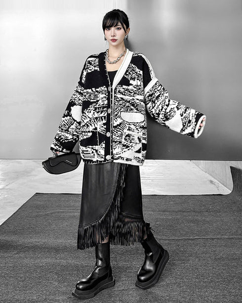 Graphic Knit Cardigan
