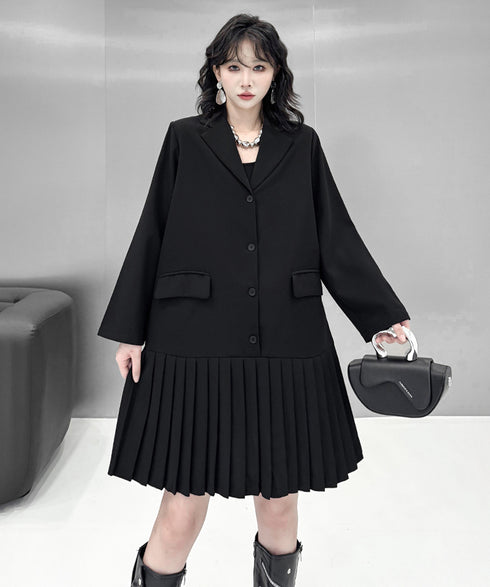 Pleated Hem Tailored Jacket Dress