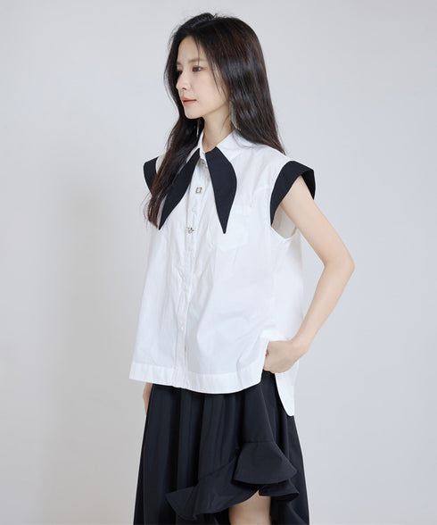Contrast Collar Blouse