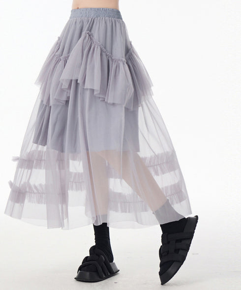 Layered Sheer Mesh Skirt
