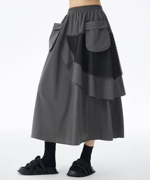 Layered Mesh Flap Skirt