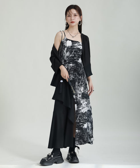 Graphic Slit Camisole Dress