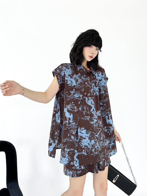 Forest Blur Blouse & Shorts Co-ord