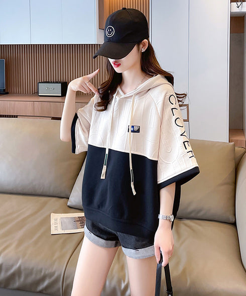 Block Tone Hoodie Top
