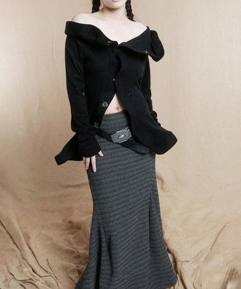 Sculptural Drape Collar Top