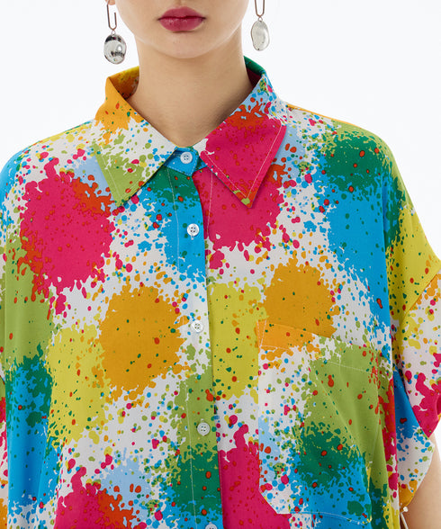 Splash Bloom Shirt Dress