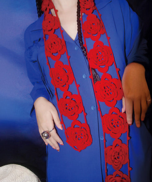 Flower Motif Crochet Scarf