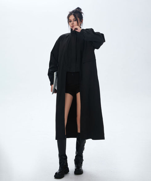 High Neck Wide Long Jacket