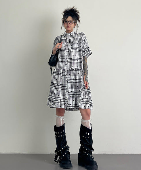Star Monochrome Check Dress