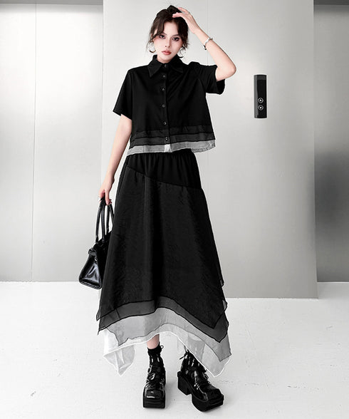 Layer Veil Blouse & Skirt Co-ord