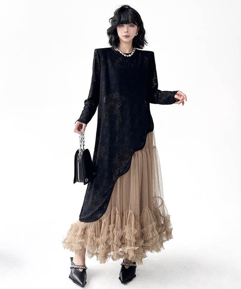 Volume Tiered Tulle Maxi Skirt