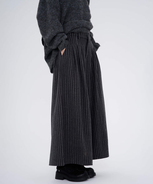 Stripe Wide Pleated Pants