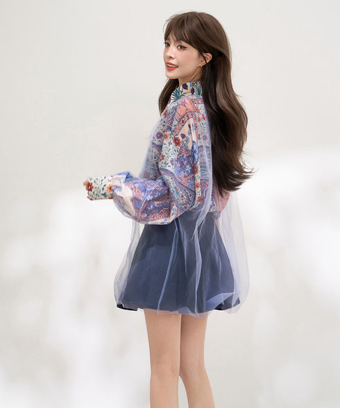 Mosaic Veil Toggle Blouse